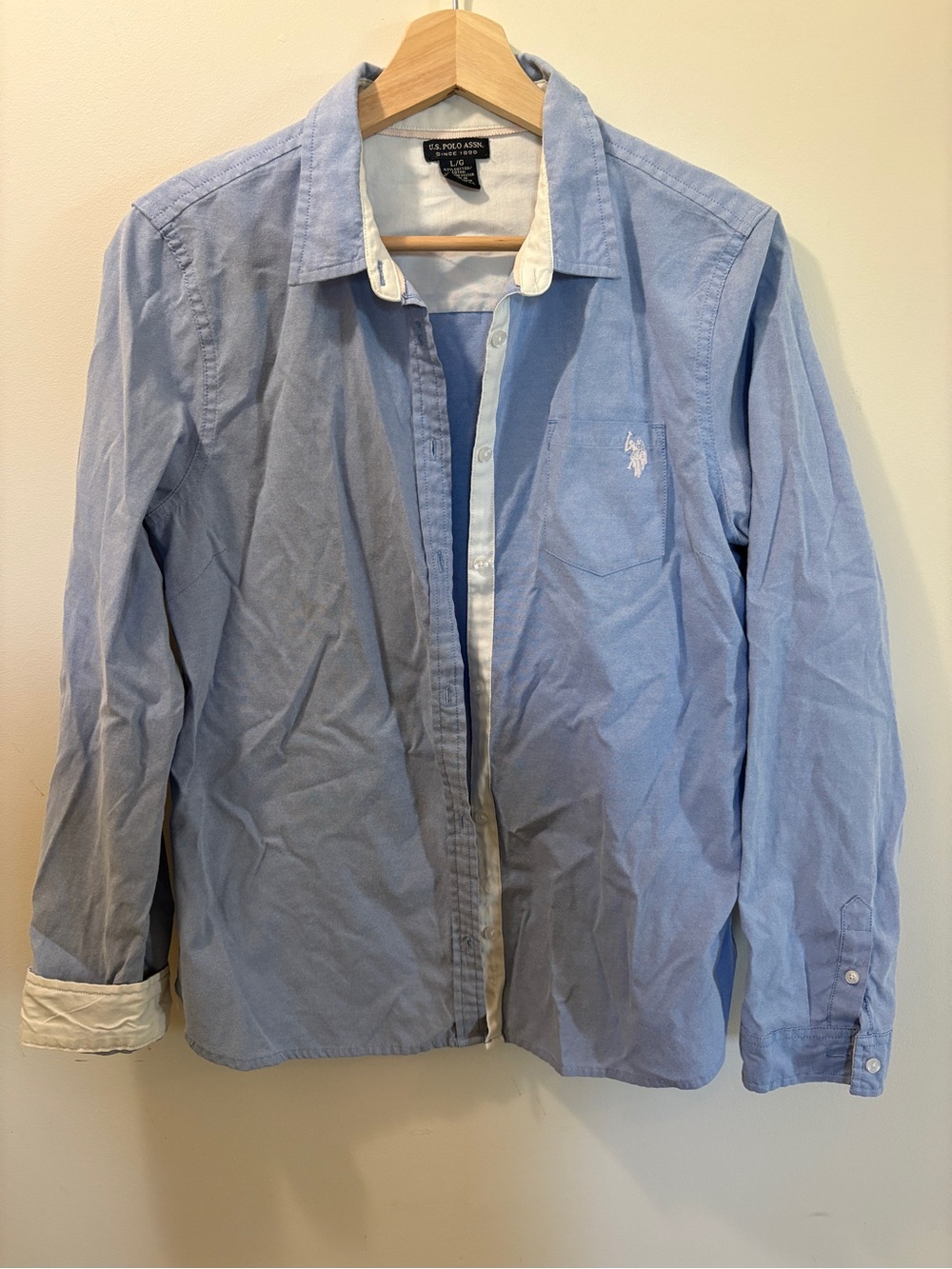 U.S. Polo Assn (Ralph Lauren) Light Blue and White Button-Down Shirt
